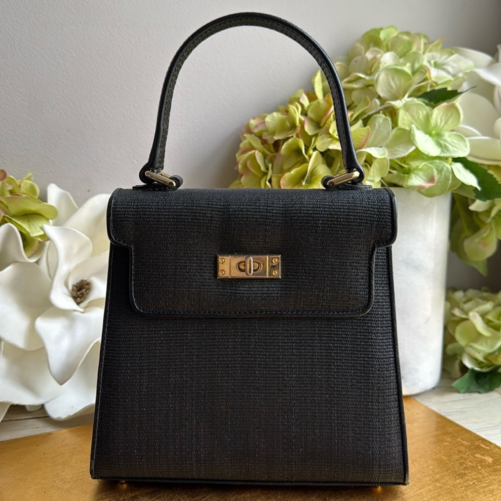 RARE Vintage! Designer 20 Top Handle Crossbody Bag in Horse Hair and Leather